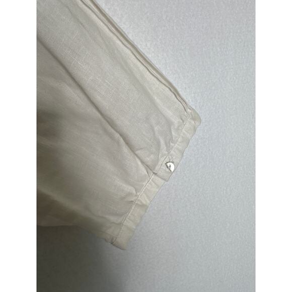 Soft Surroundings White Linen crochet Front Blouse Button Down pleated sleeves M - Picture 14 of 14